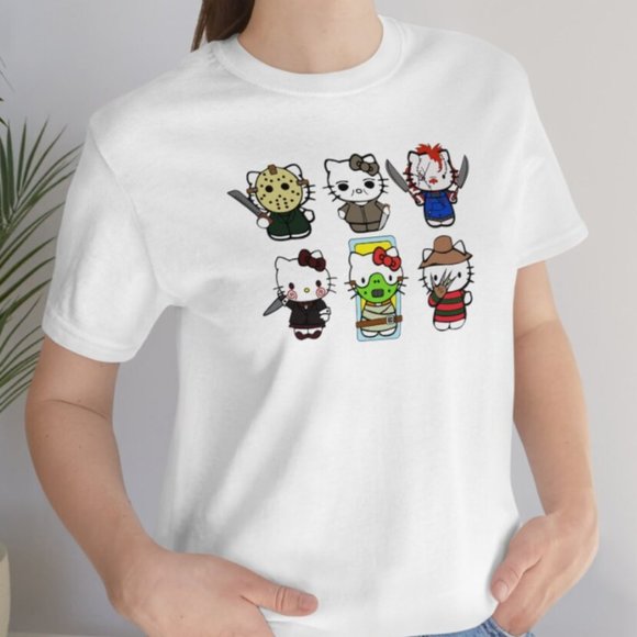 Halloween Hello Movie Kitty Shirt, Kitty Horror Movie Scary Costume, Freddy - Picture 1 of 1